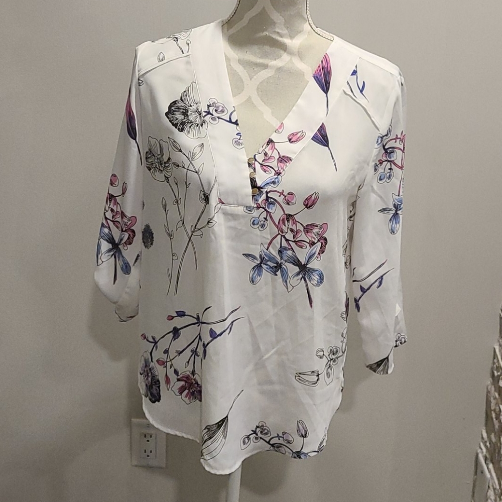 Dynamite semi-sheer floral blouse